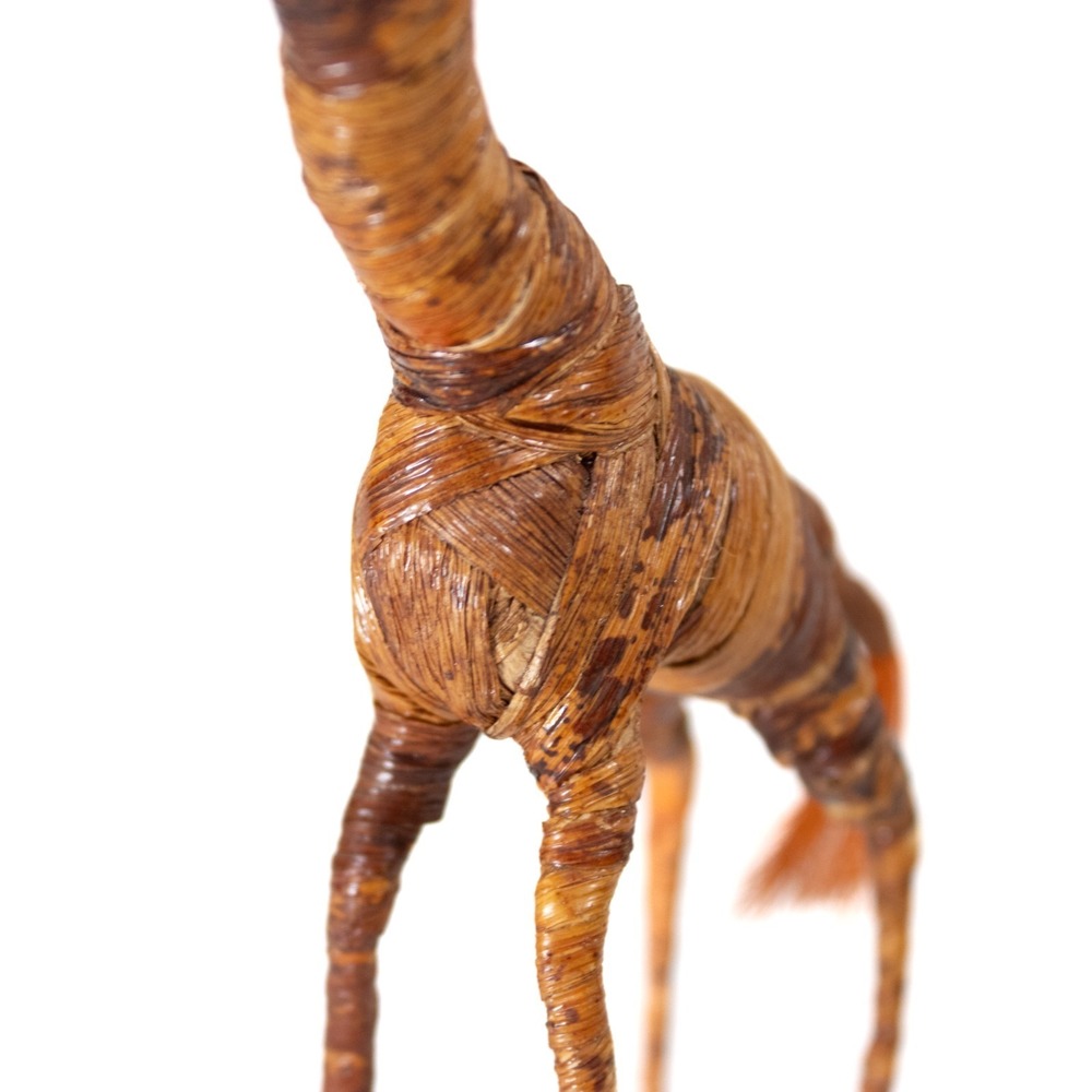Handmade African Woven Raffia Giraffe Figurine – Folk Art Straw Animal Sculpture - Picture 10 of 13